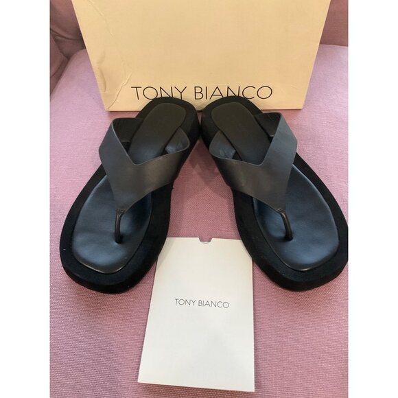 Tony Bianco Ives Sandals in Black Como 9 with box Womens Flip Flops - Picture 6 of 15
